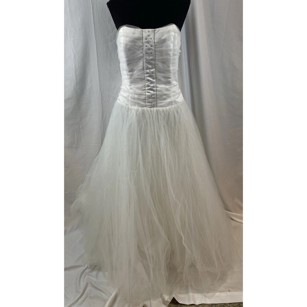 Vintage Jessica McClintock Gunne Sax White Strapless Formal‎ Dress Size 7